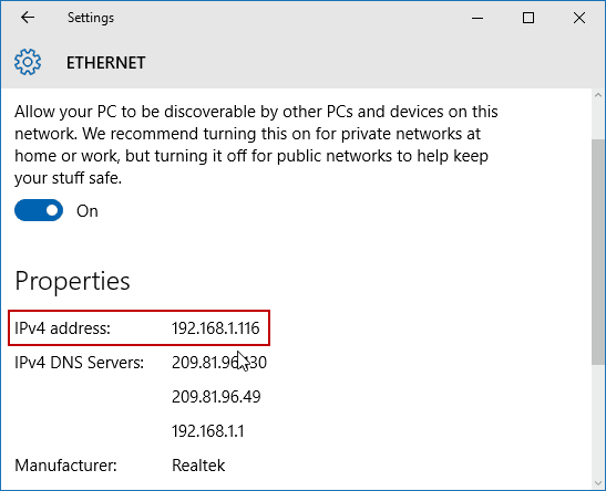 Cambiar su dirección IP en Windows